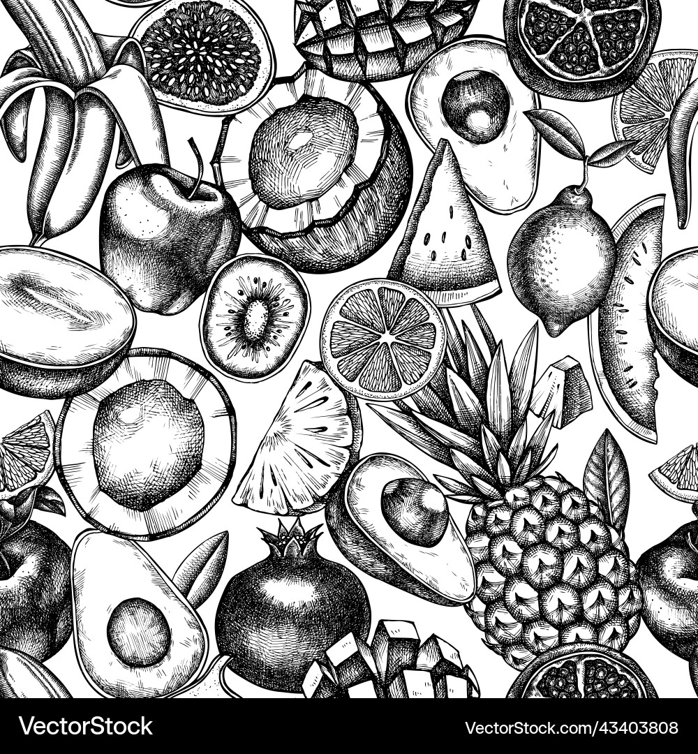 Fruits seamless pattern background design Vector Image