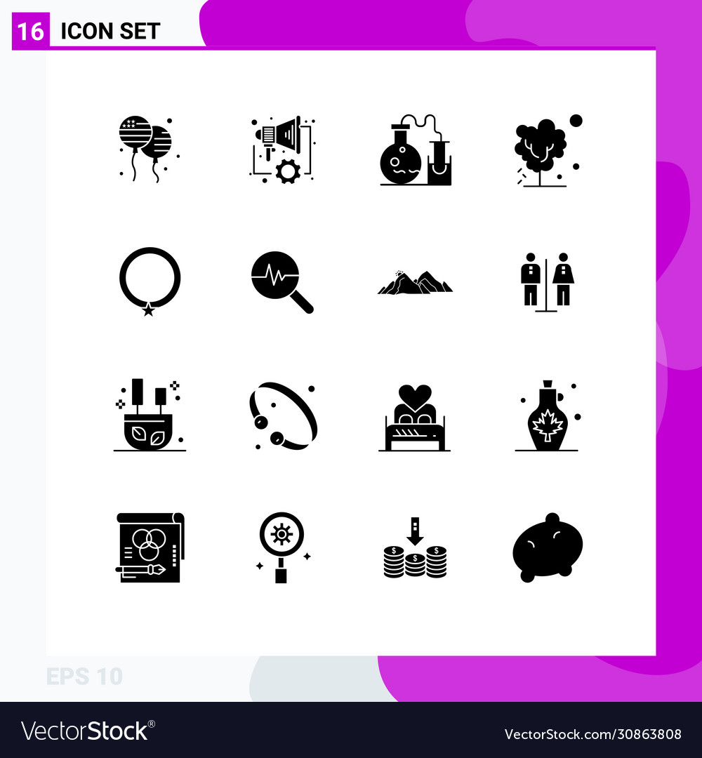 Mobile interface solid glyph set 16 pictograms