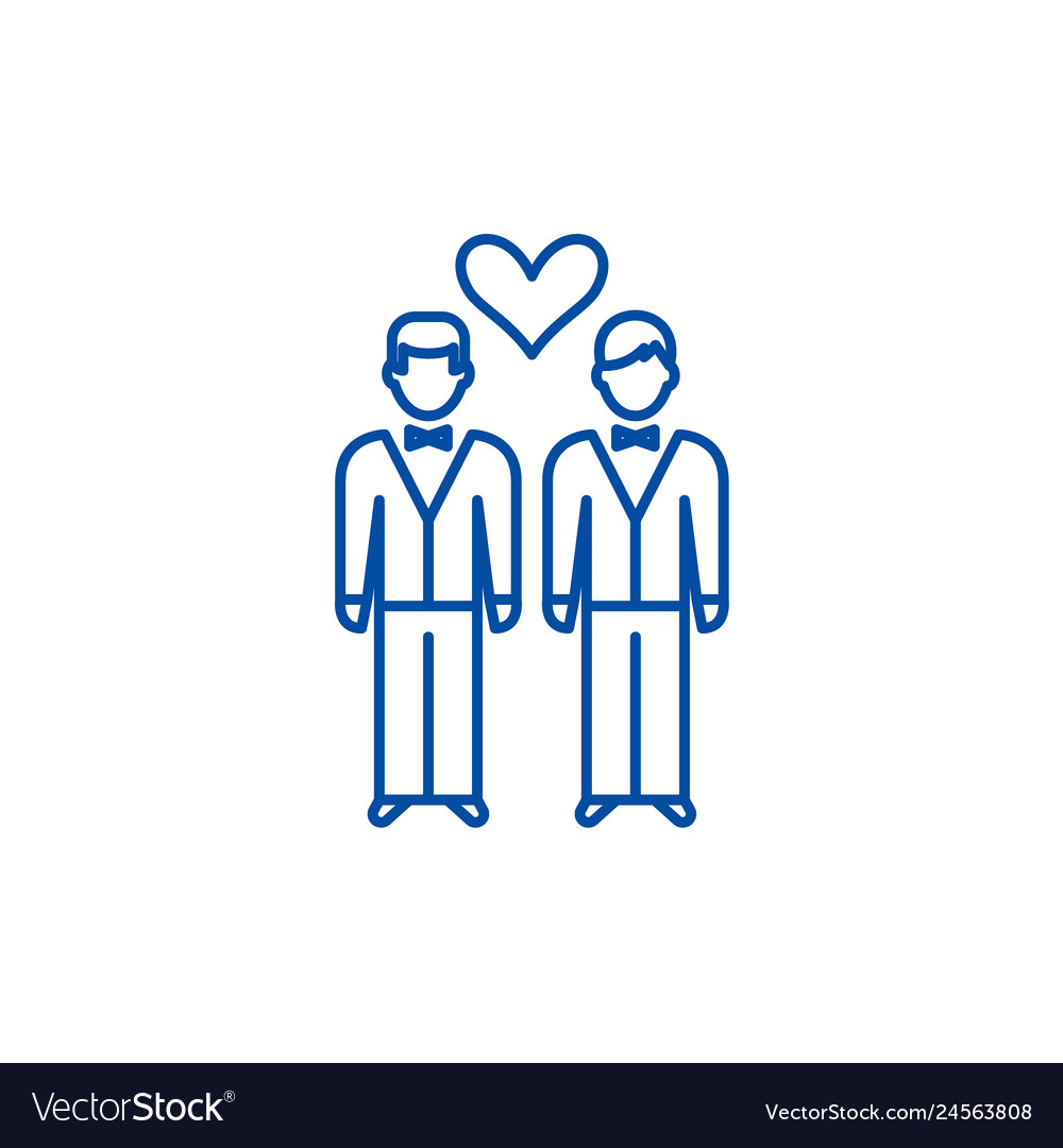 Same sex marriage line icon concept