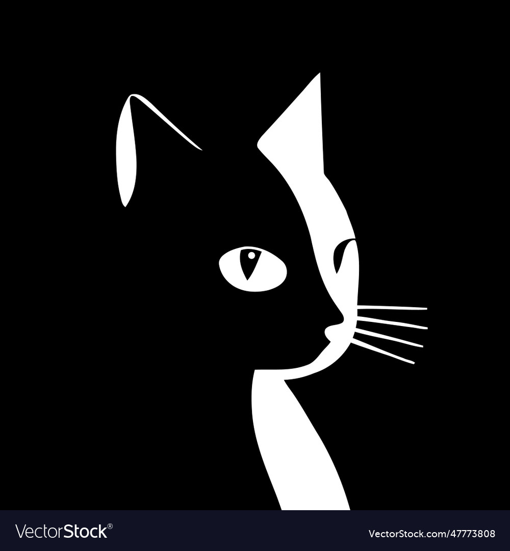 Simple Black Cat Portrait Royalty Free Vector Image