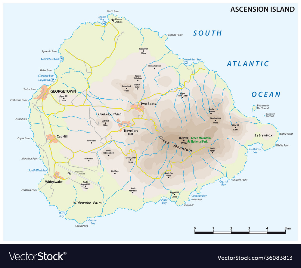 Ascension Island Map Uk Vector 36083813 