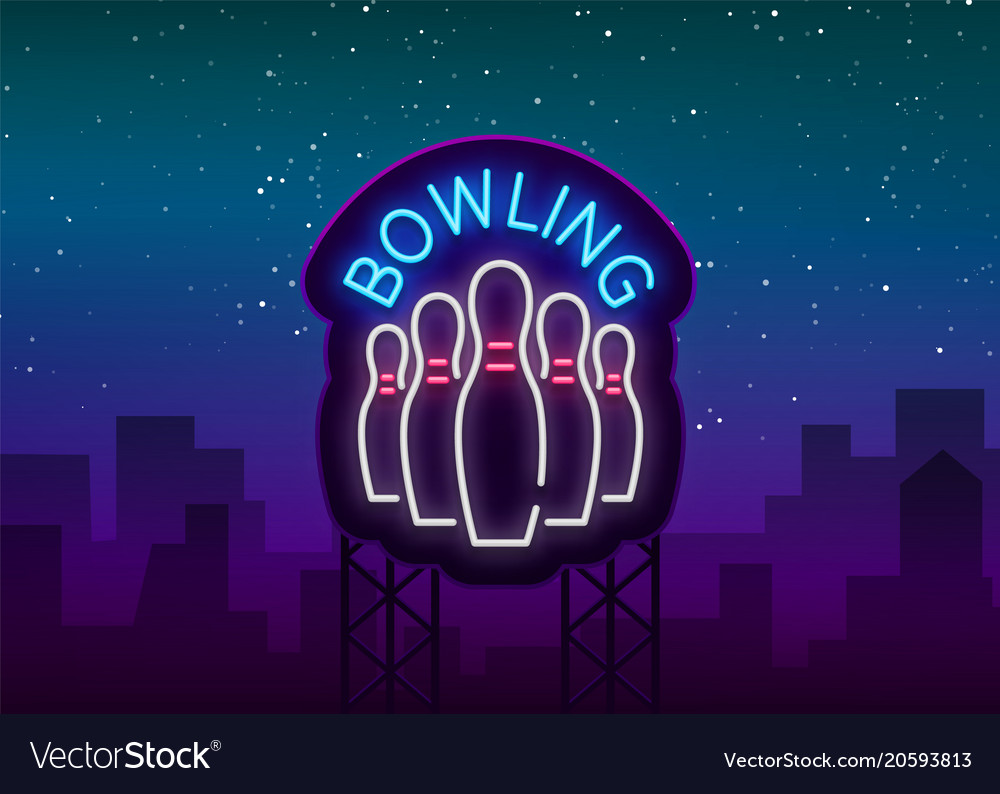 Bowling is a neon sign symbol emblem style