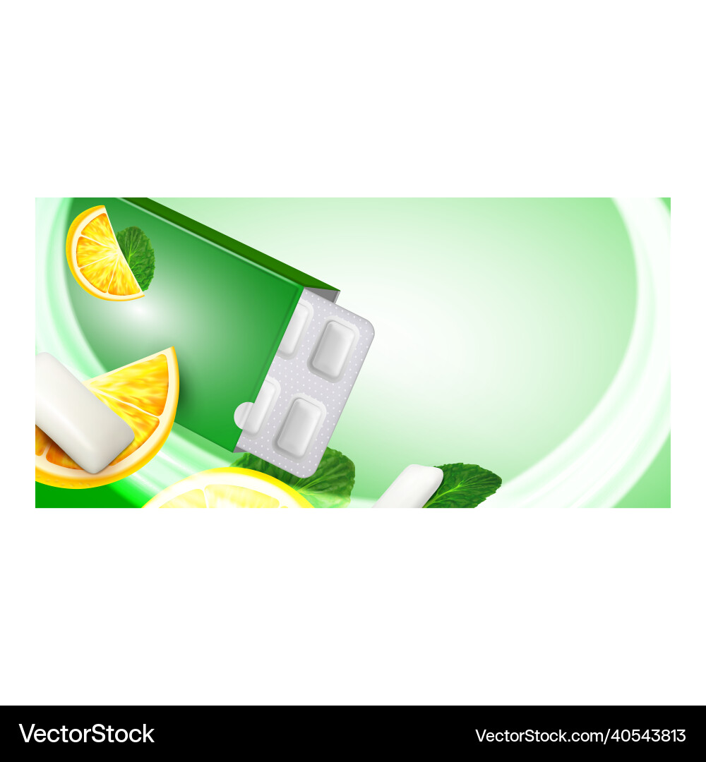 Chewing gum creative promotional banner Royalty Free Vector