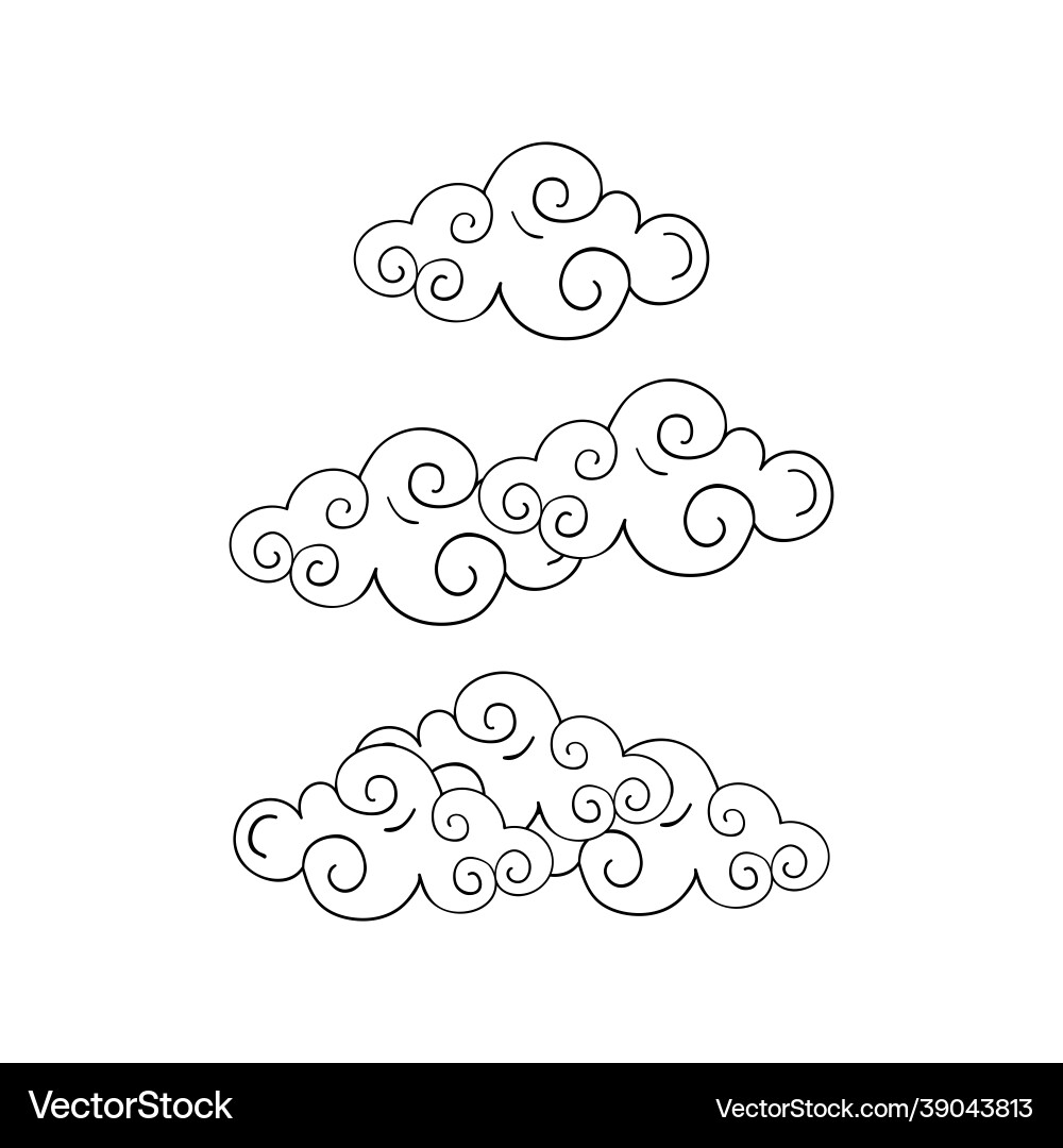 Cloud icon linear hand drawing white Royalty Free Vector