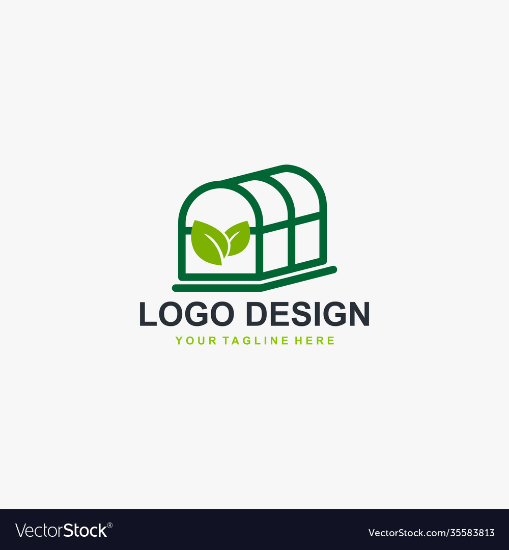 Greenhouse logo design plant care Royalty Free Vector Image