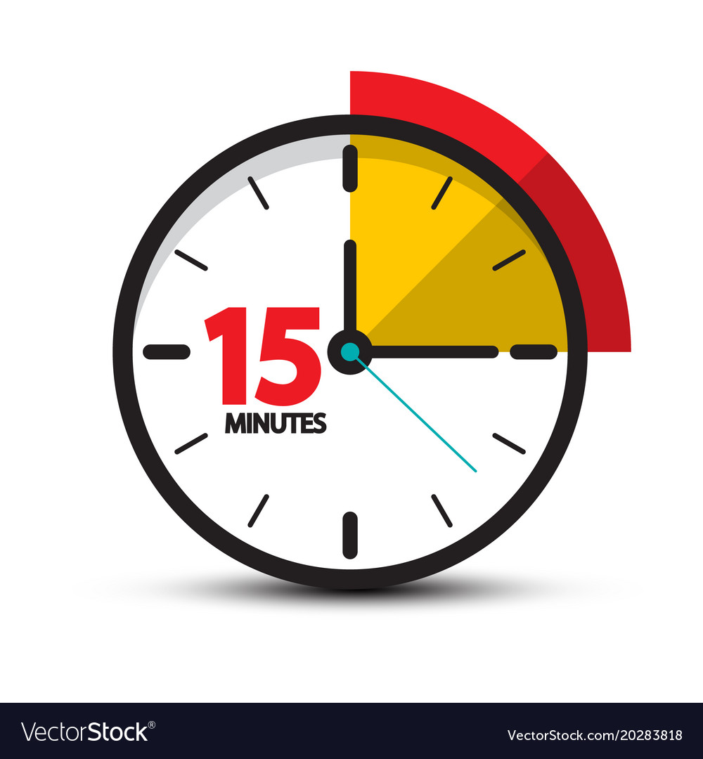 15 Minutes Clock Icon Fifteen Minute Symbol Vector Image