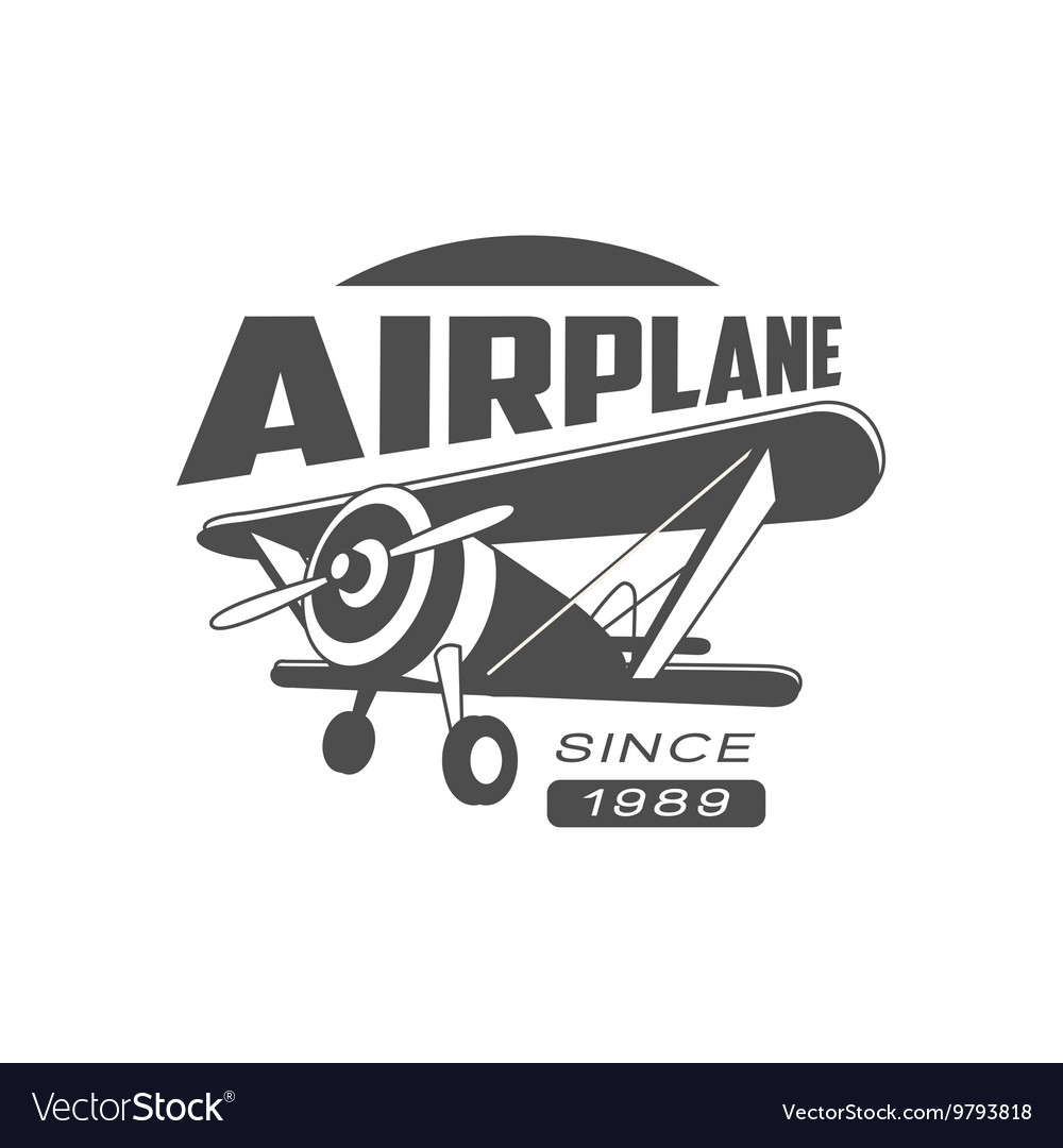 Airplane emblem design Royalty Free Vector Image