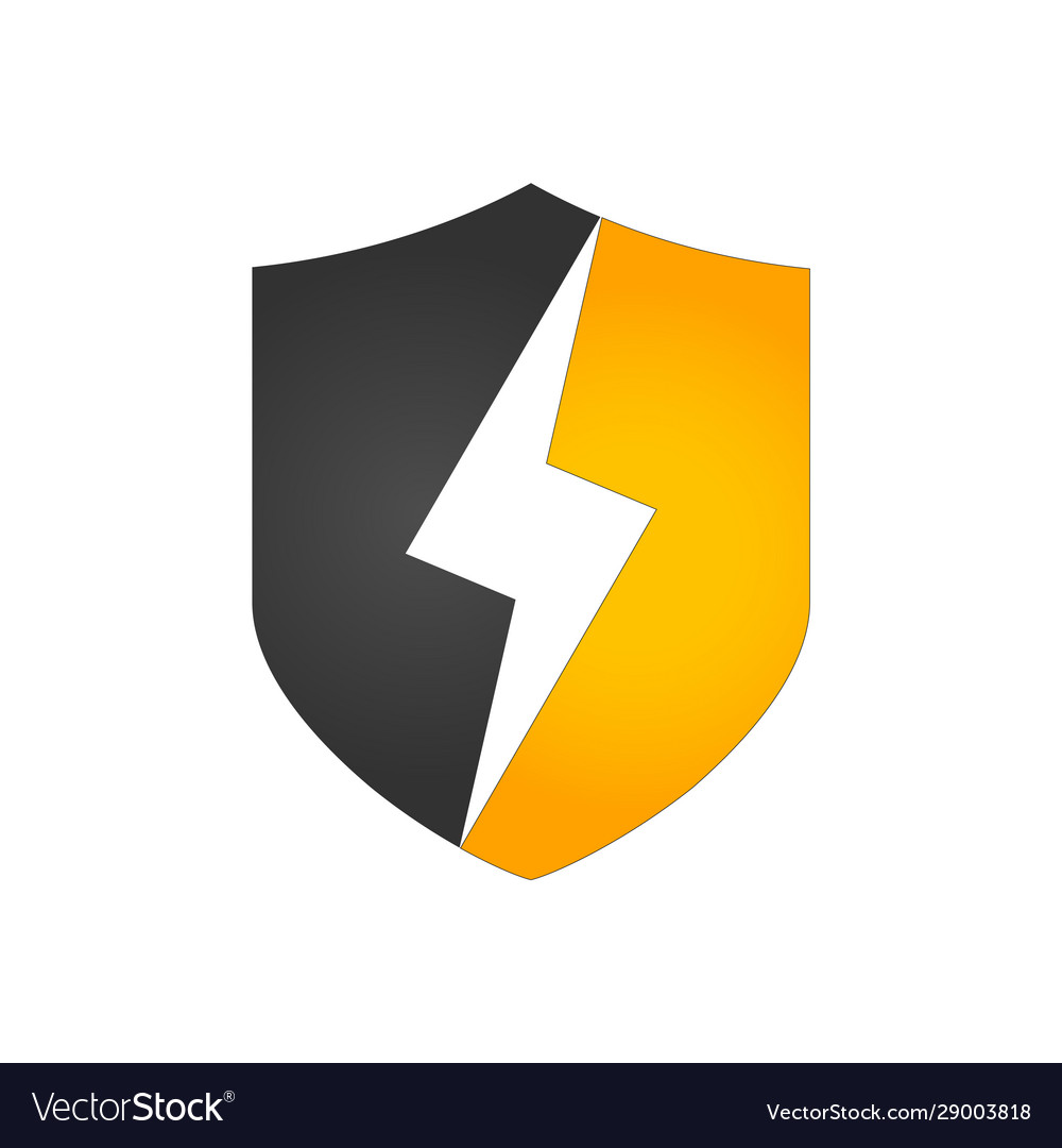 An isolated shield with ligtning Royalty Free Vector Image