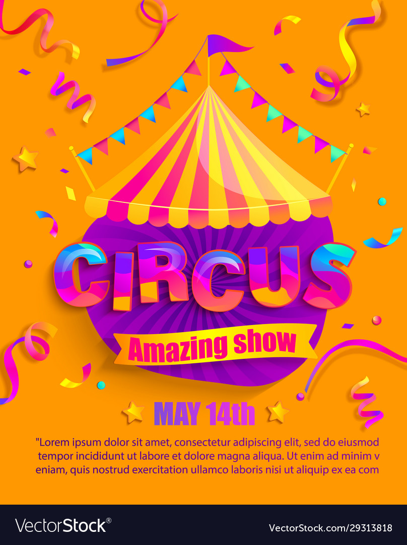 Circus Banner With Retro Light Bulbs Frame Vector Image