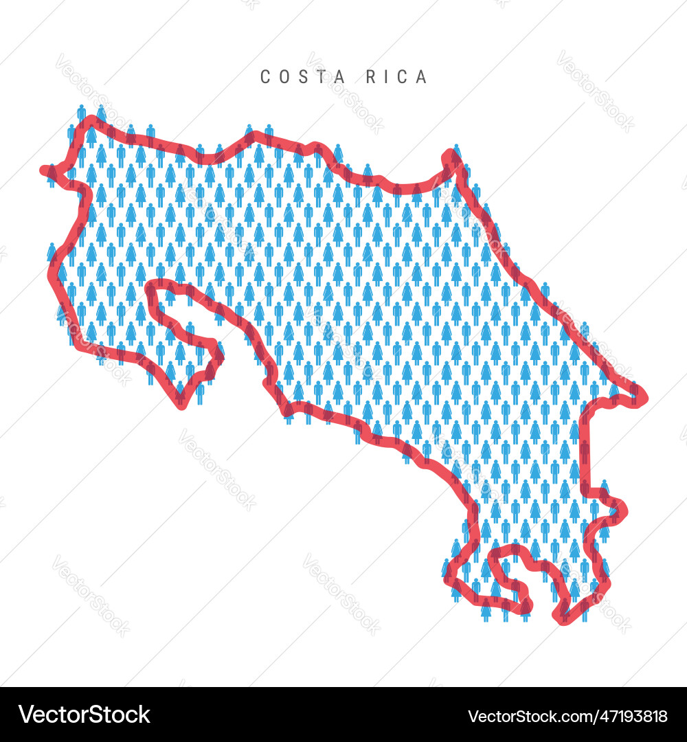 Costa rica population map stick figures Royalty Free Vector