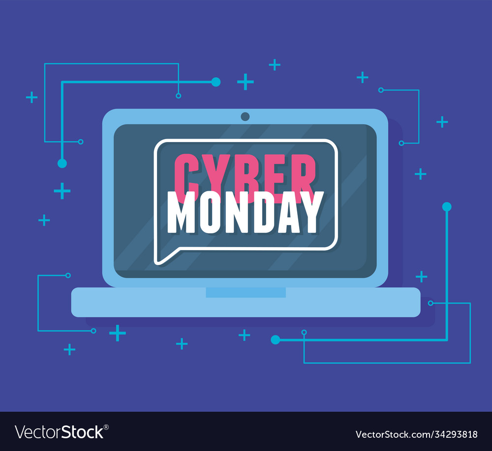 Cyber monday laptop advertising message virtual