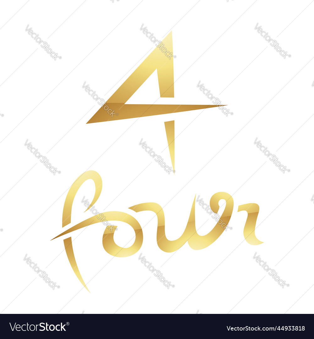 Golden symbol for number 4 on a white background Vector Image
