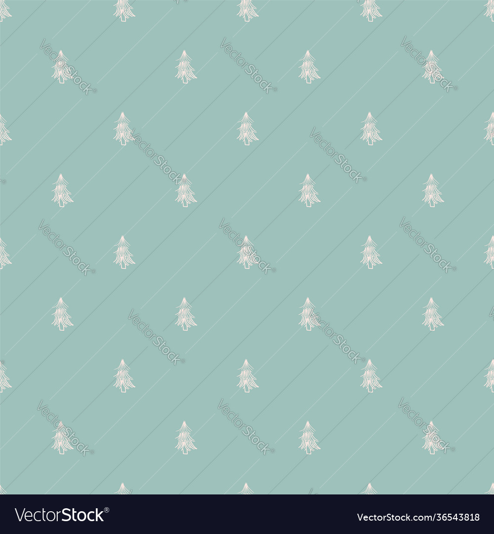 Green white pines trees seamless pattern Vector Image