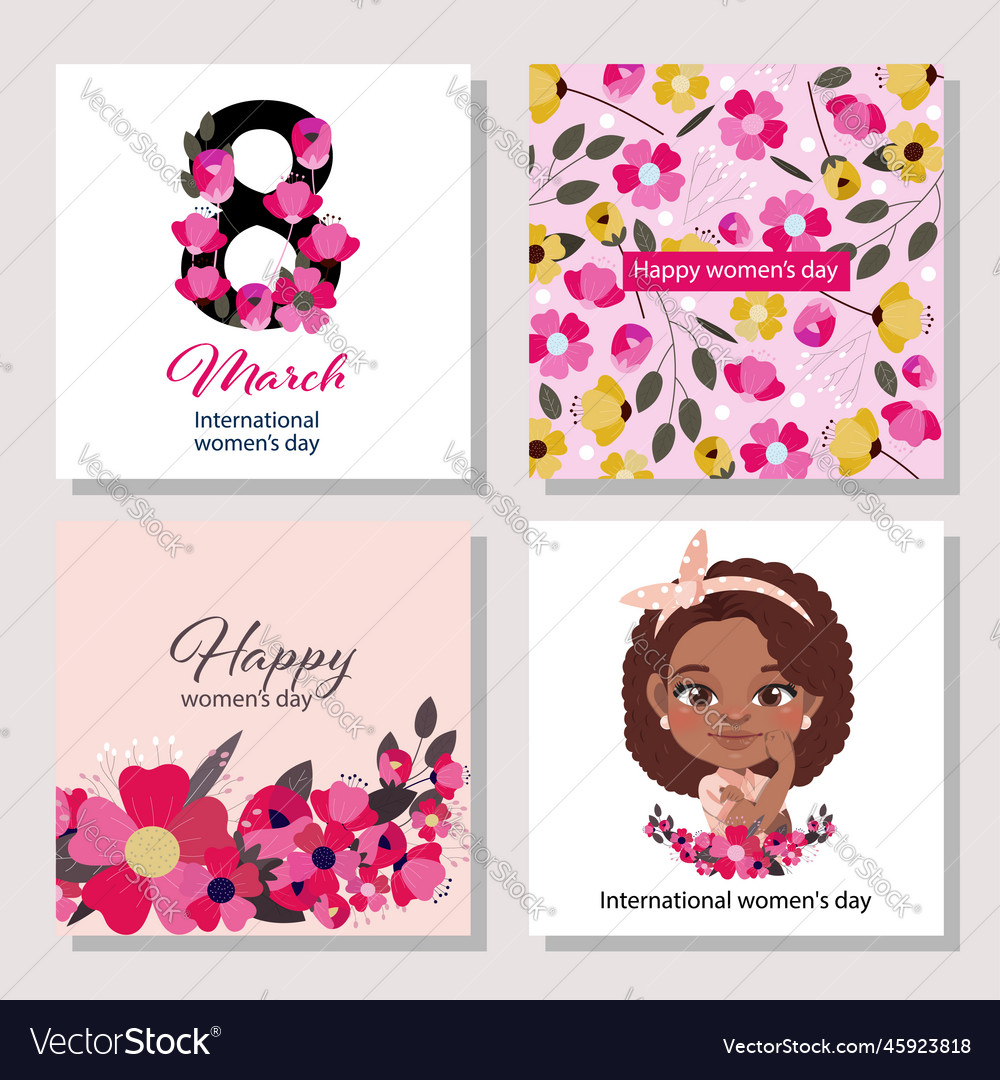 International women s day with american african Vector Image
