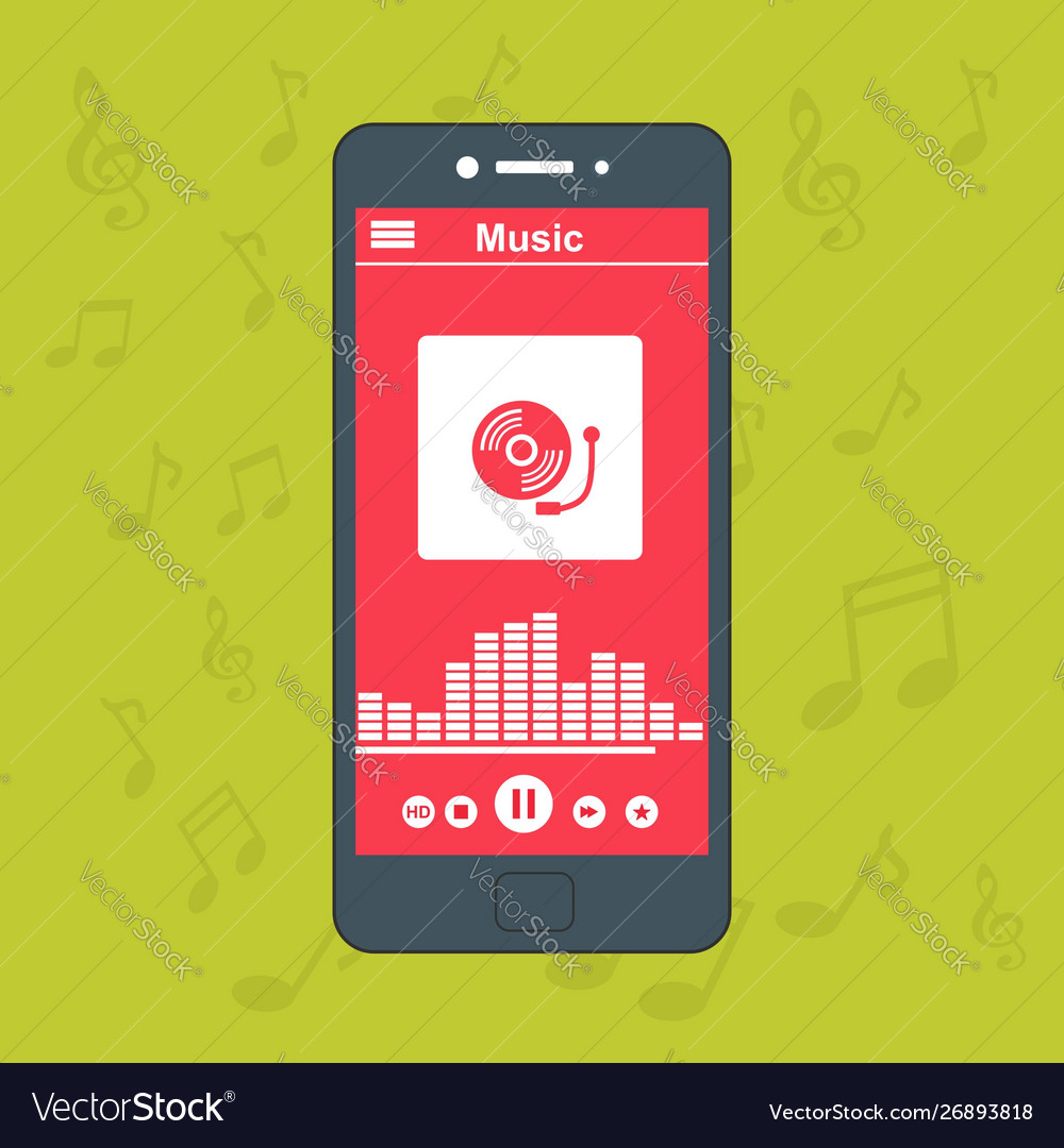 Media player application app template with flat Vector Image