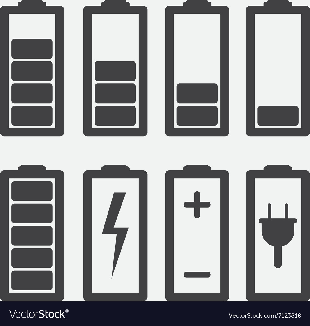 Set of battery charge level indicators isolated Vector Image