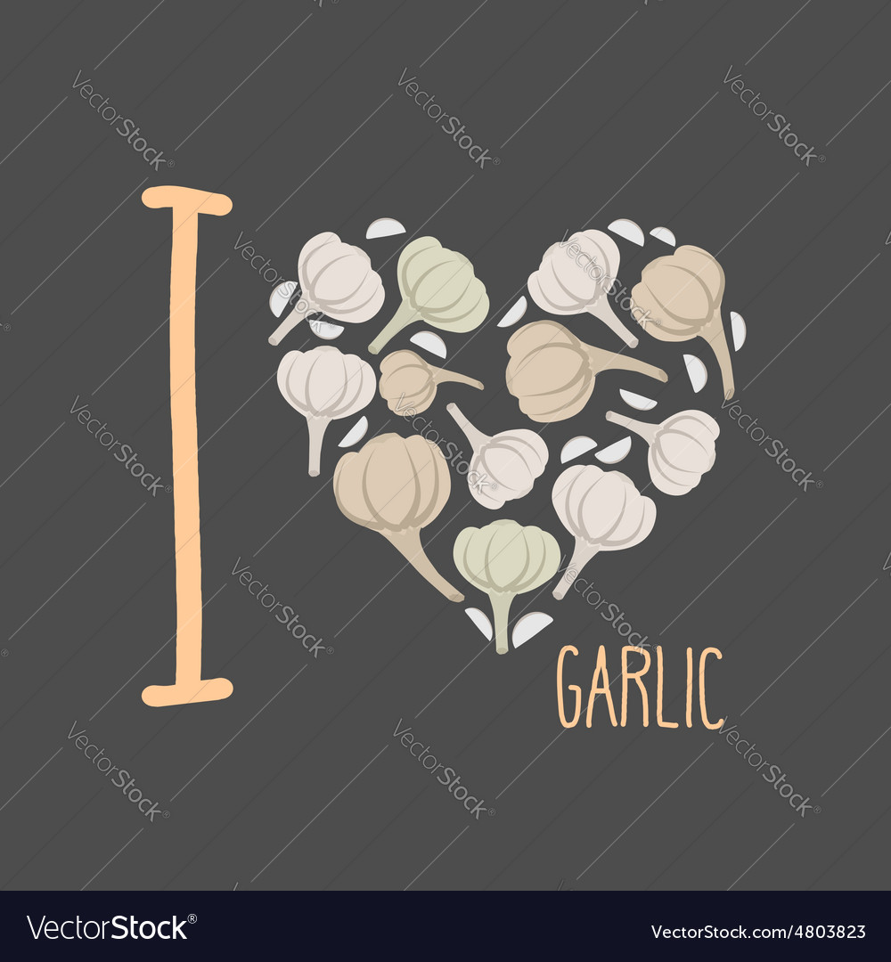 I love garlic heart of earthy Royalty Free Vector Image