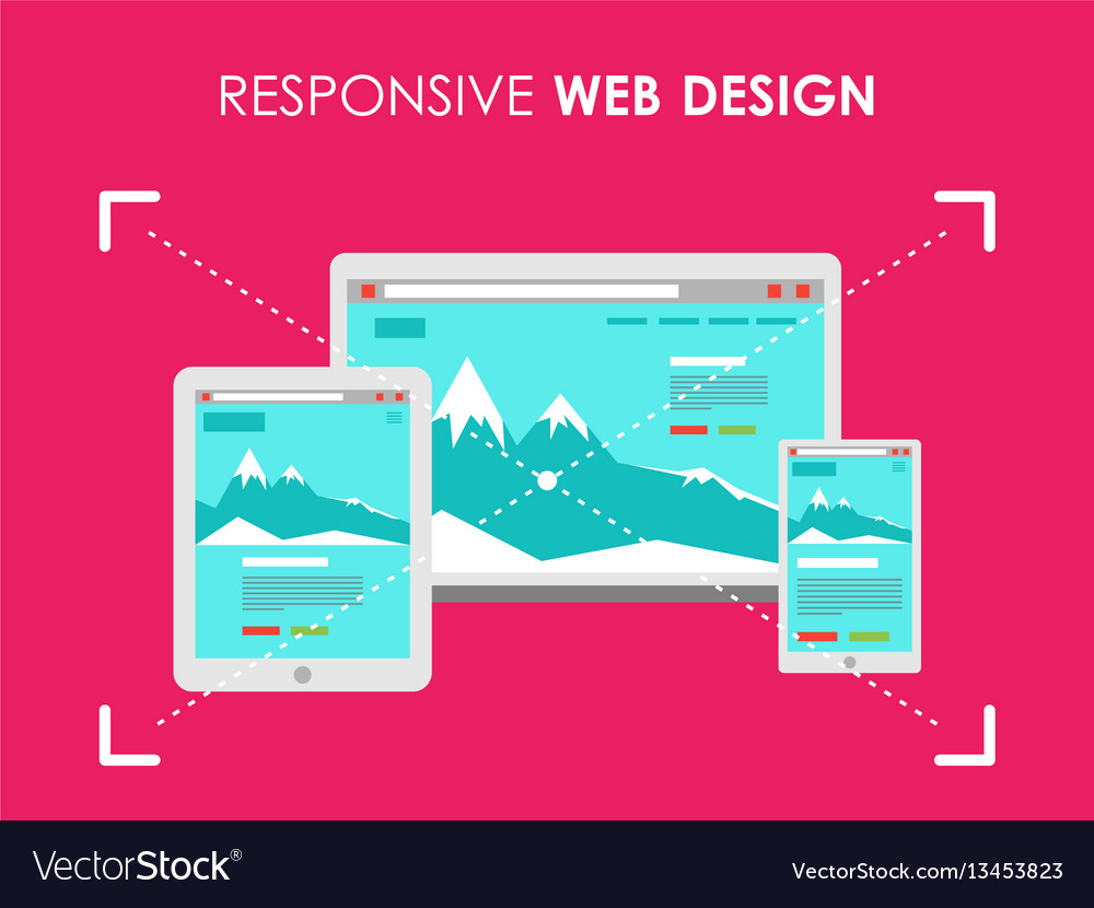 Responsive web design flat style gadgets Vector Image