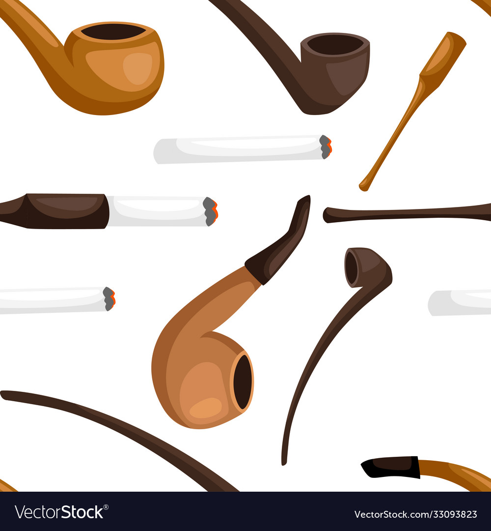 Seamless pattern smoking pipes retro tobacco