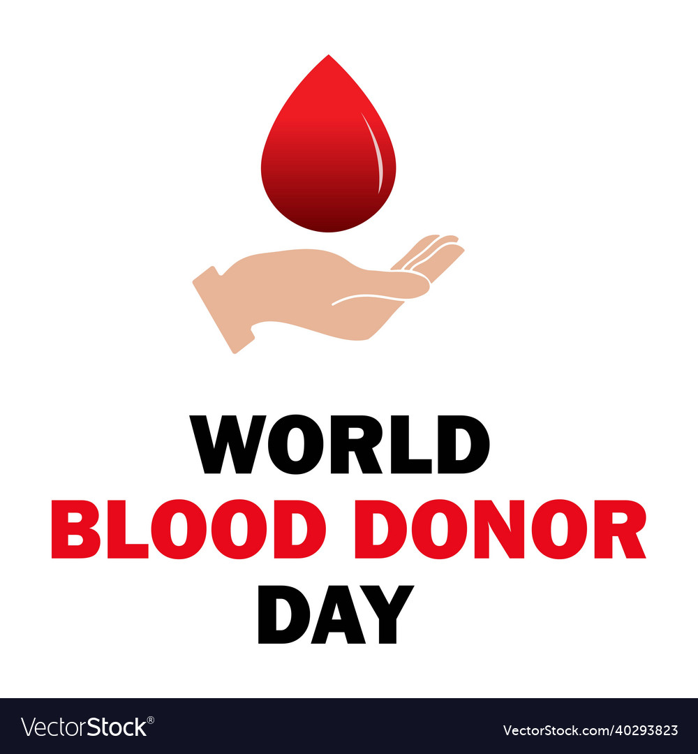 World blood donor day with black and red text Vector Image