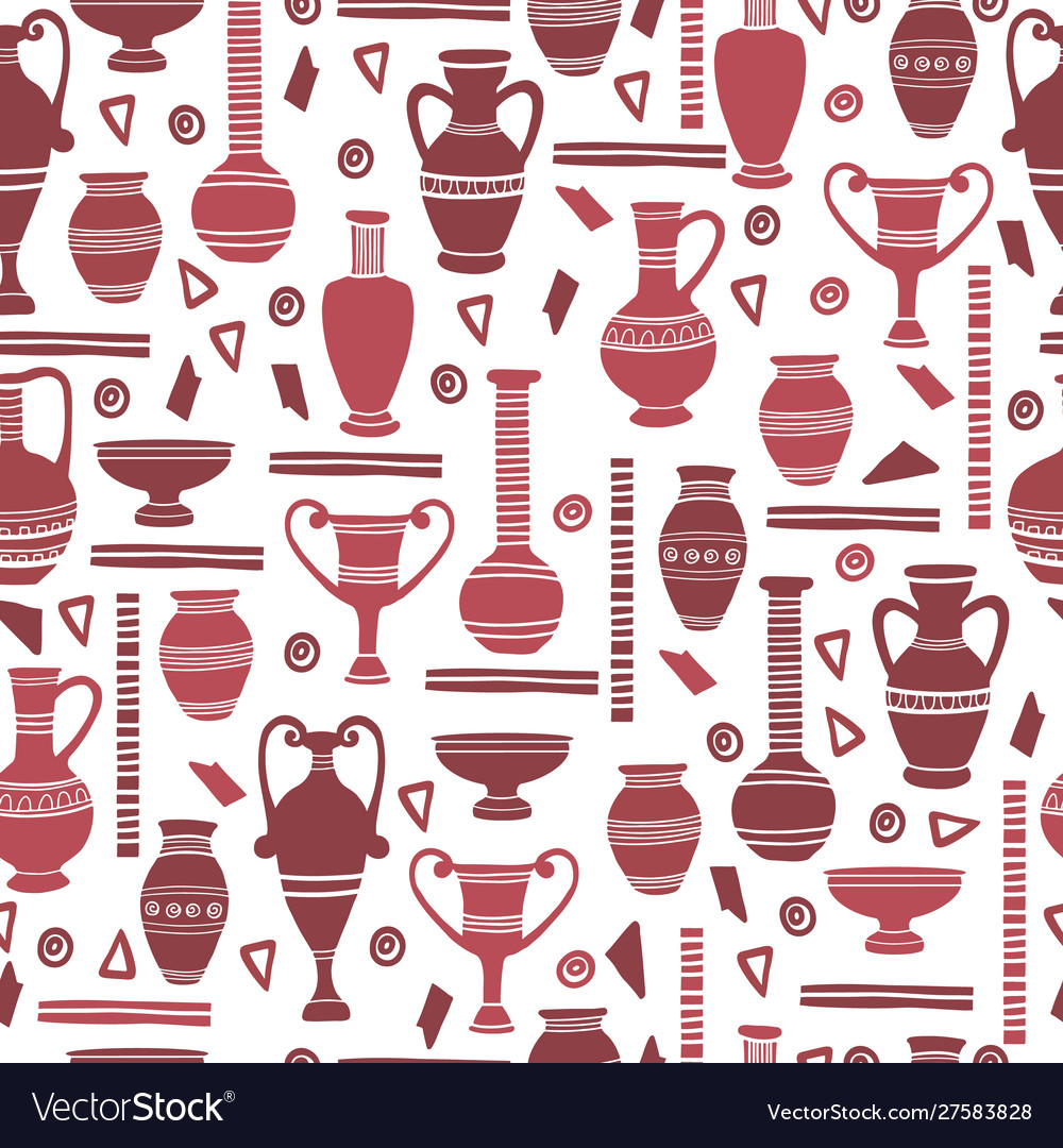 Ancient clay vases seamless pattern egyptian