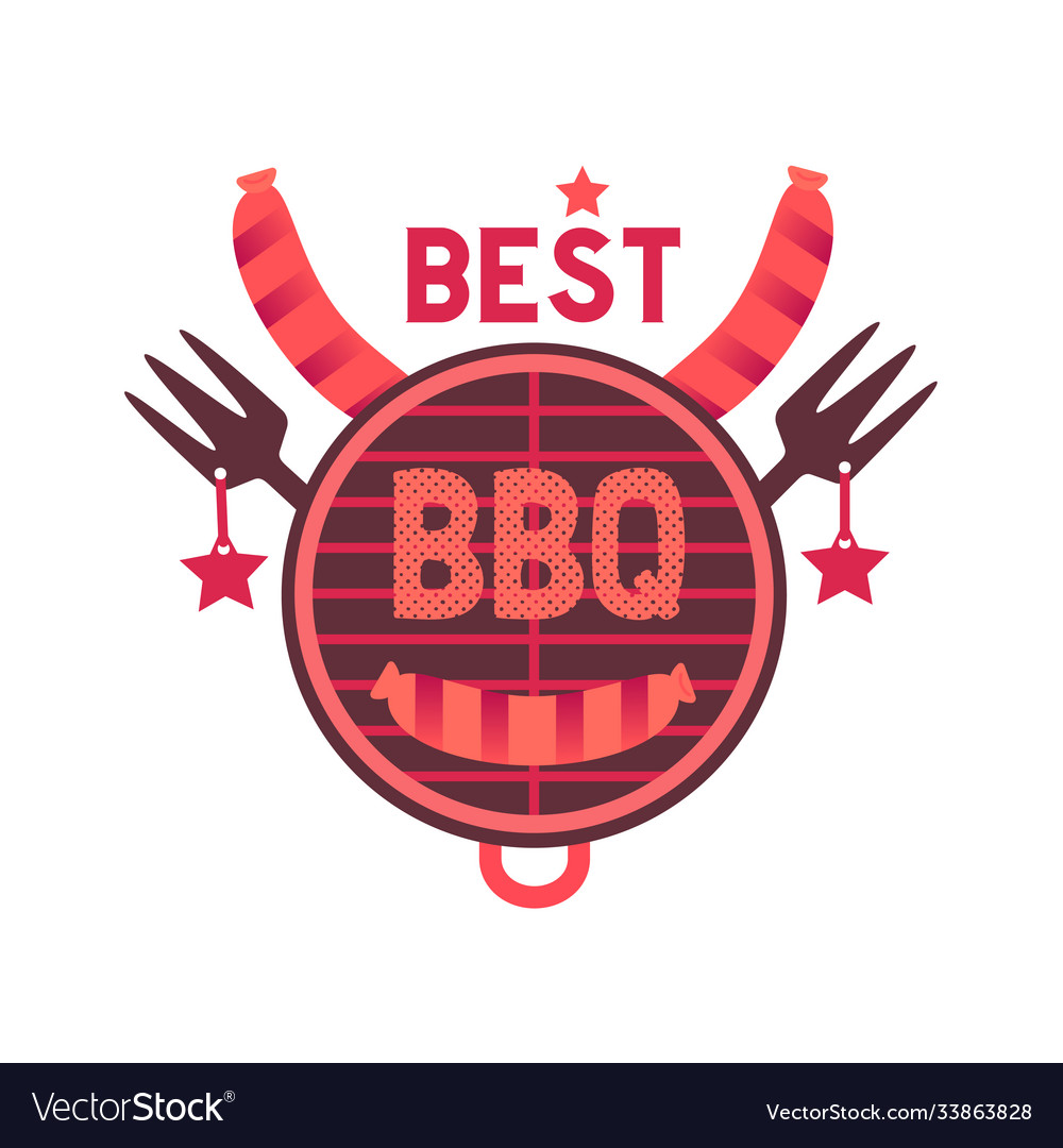 Best bbq grill funny flat hand drawn color icon