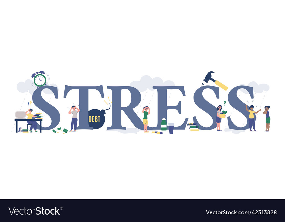 Flat stress composition Royalty Free Vector Image