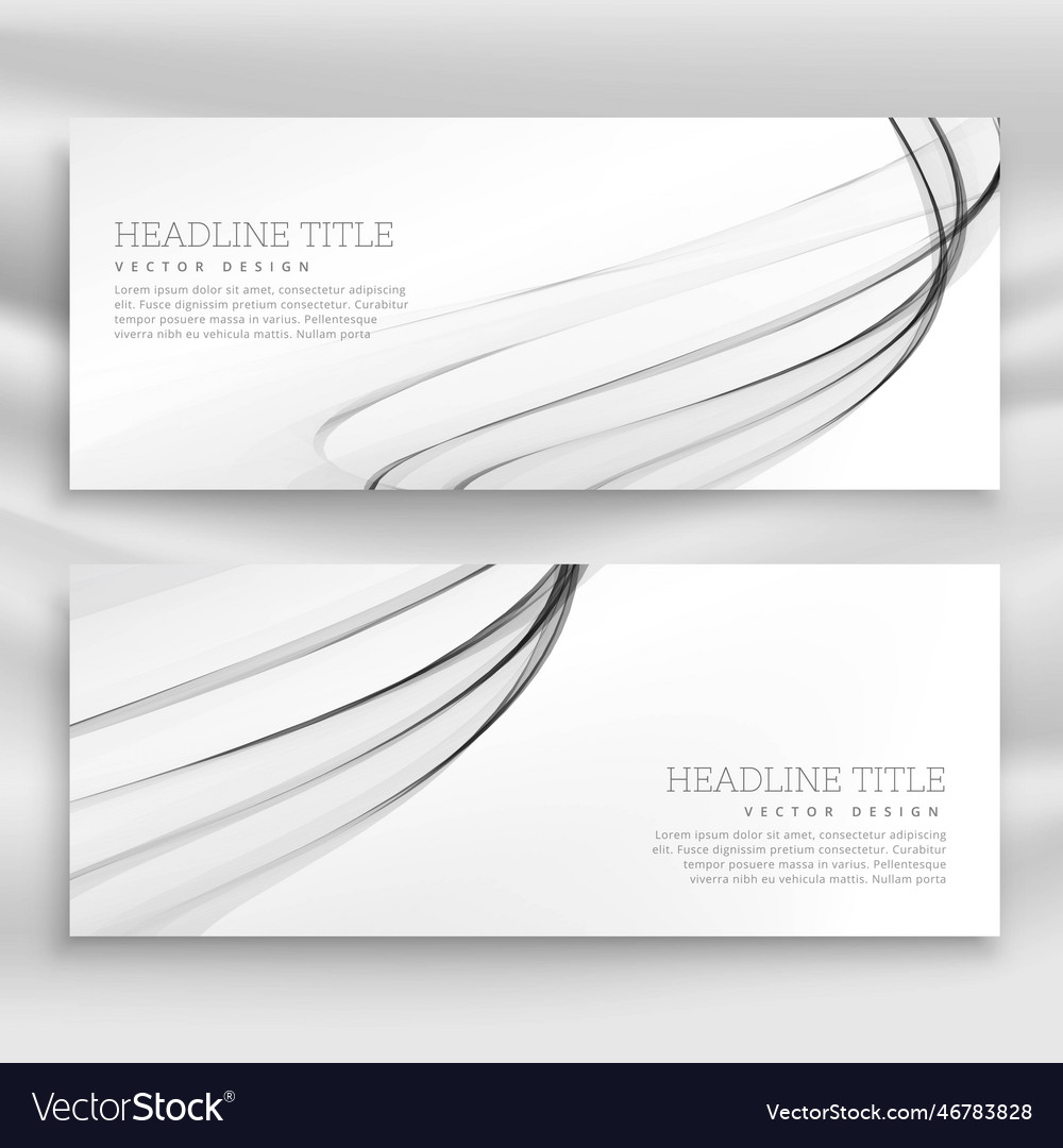 Gray wavy banners template set