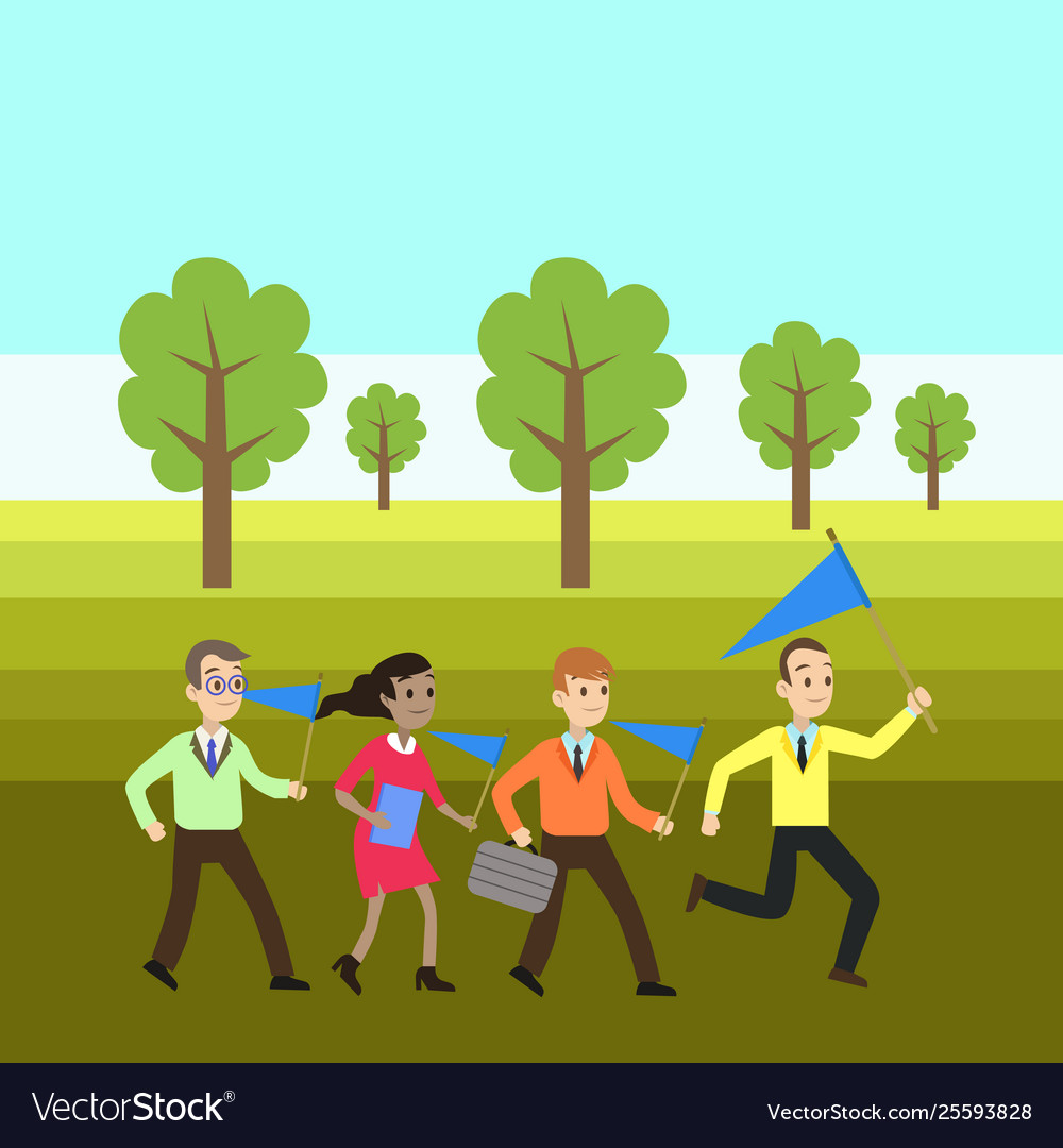 Group business people three men and one woman Vector Image