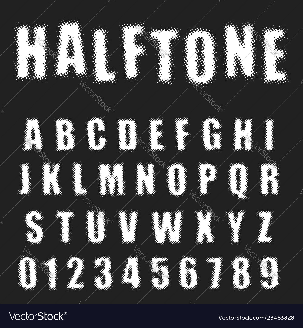 Halftone alphabet font template letters and Vector Image