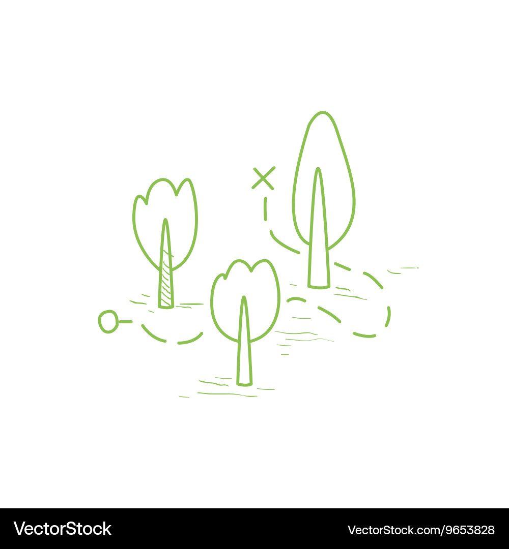 Map With The Route Through The Forest Royalty Free Vector