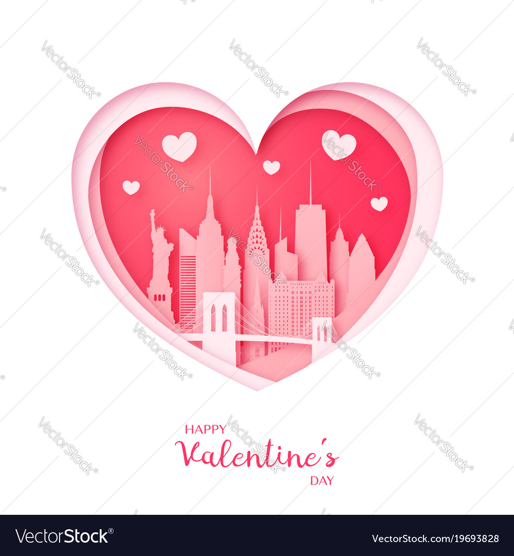 Valentines Karte Papier schneiden Herz und neue York