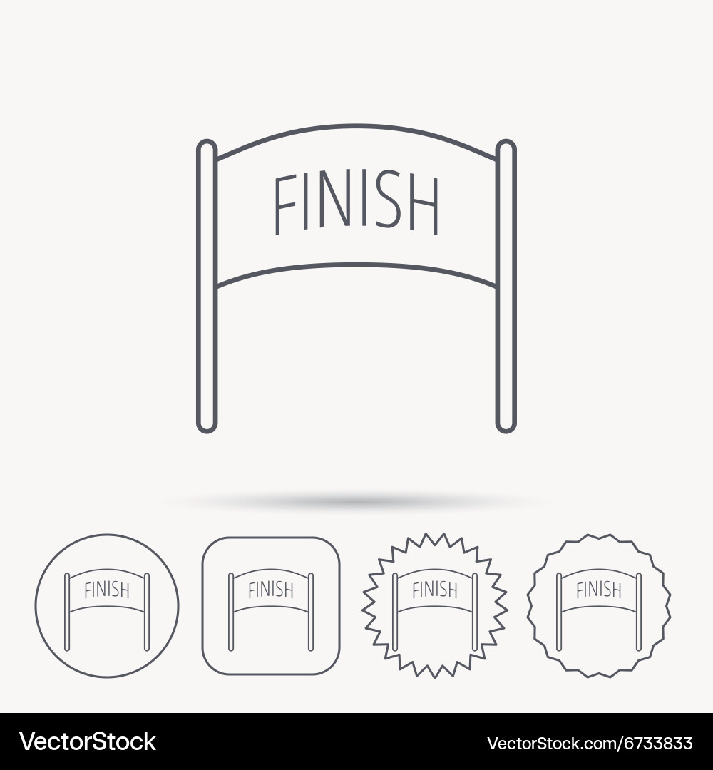 Finish banner icon marathon checkpoint sign Vector Image