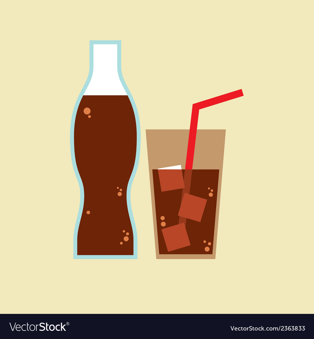 Glass and bottle cola Royalty Free Vector Image