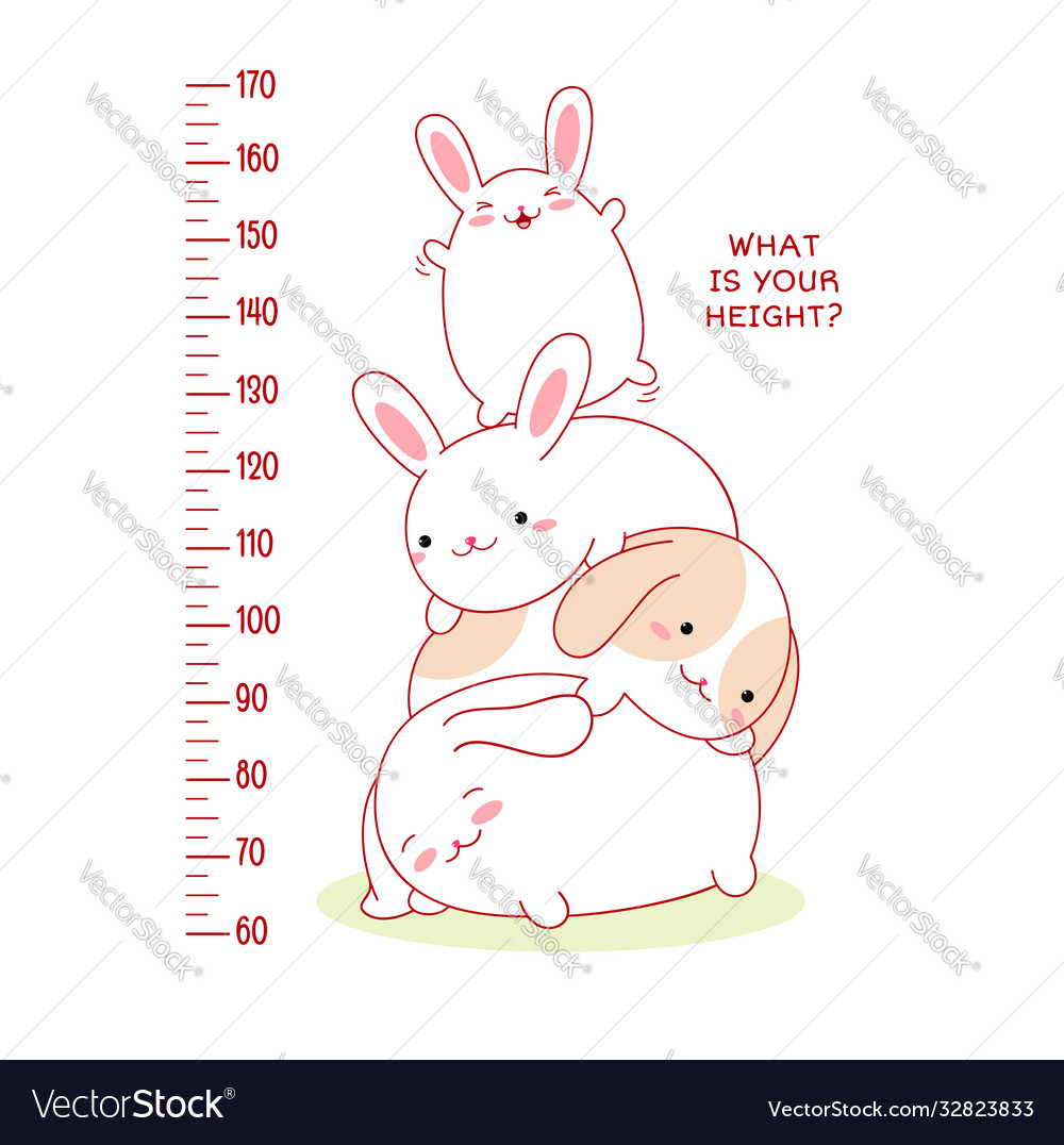 Height chart with cute rabbits