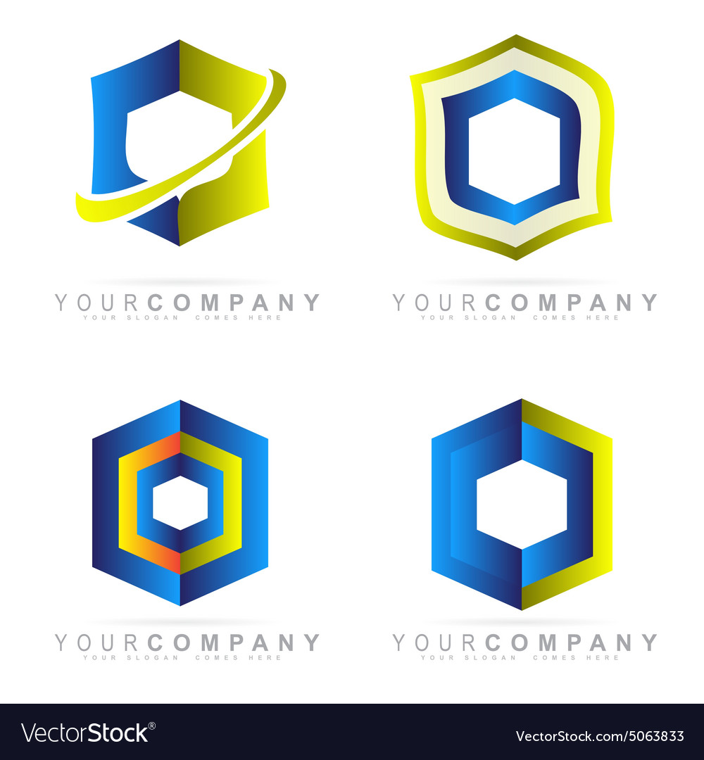 Hexagon corporate logo set