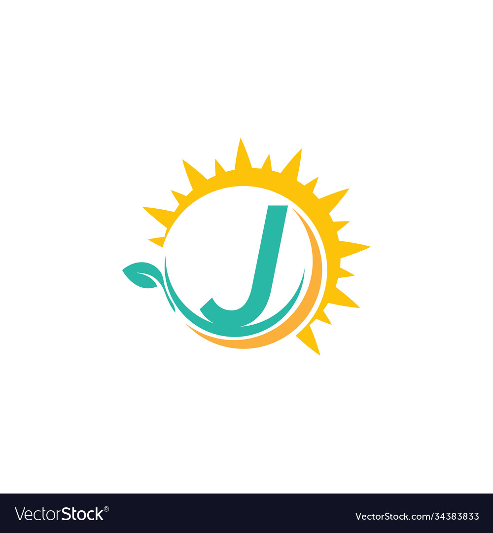 Letter j icon logo with leaf combined