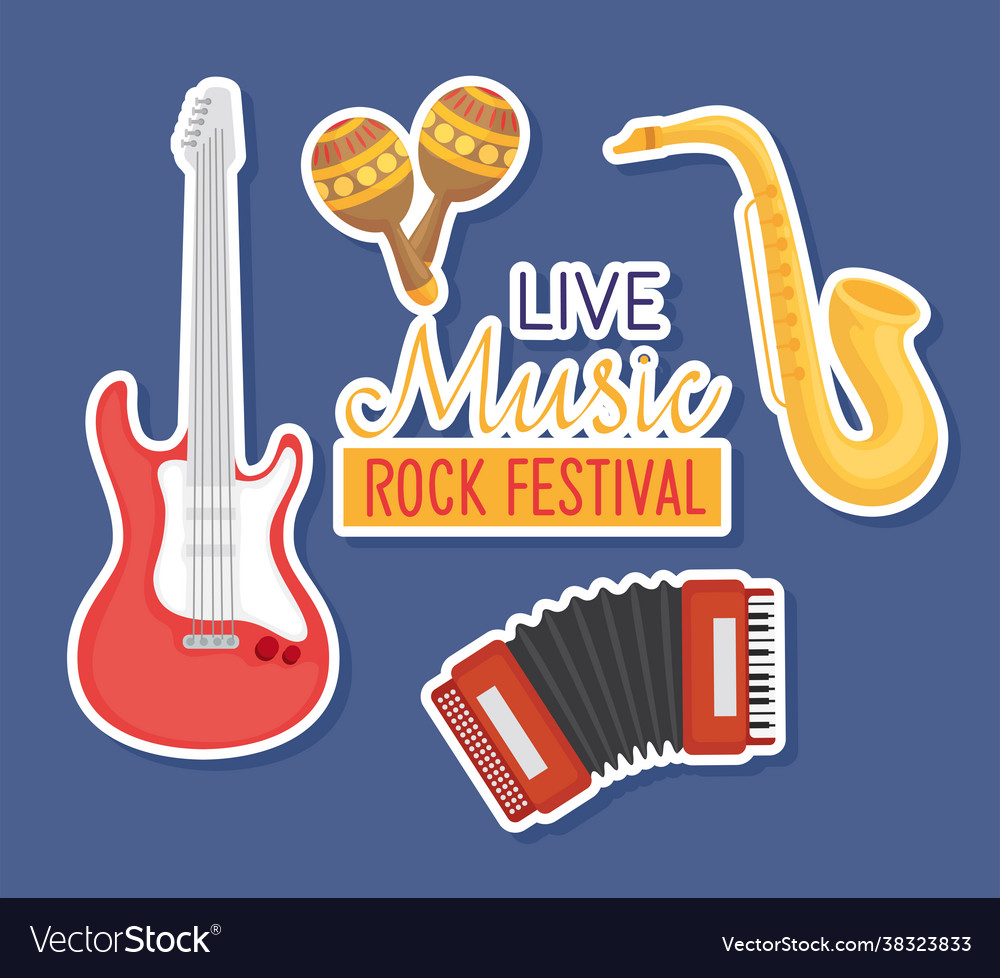 Rock festival icons Royalty Free Vector Image - VectorStock