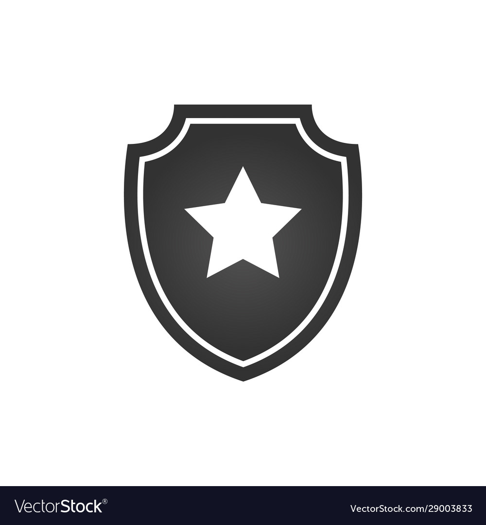 Shield with star isolated on white background Vector Image