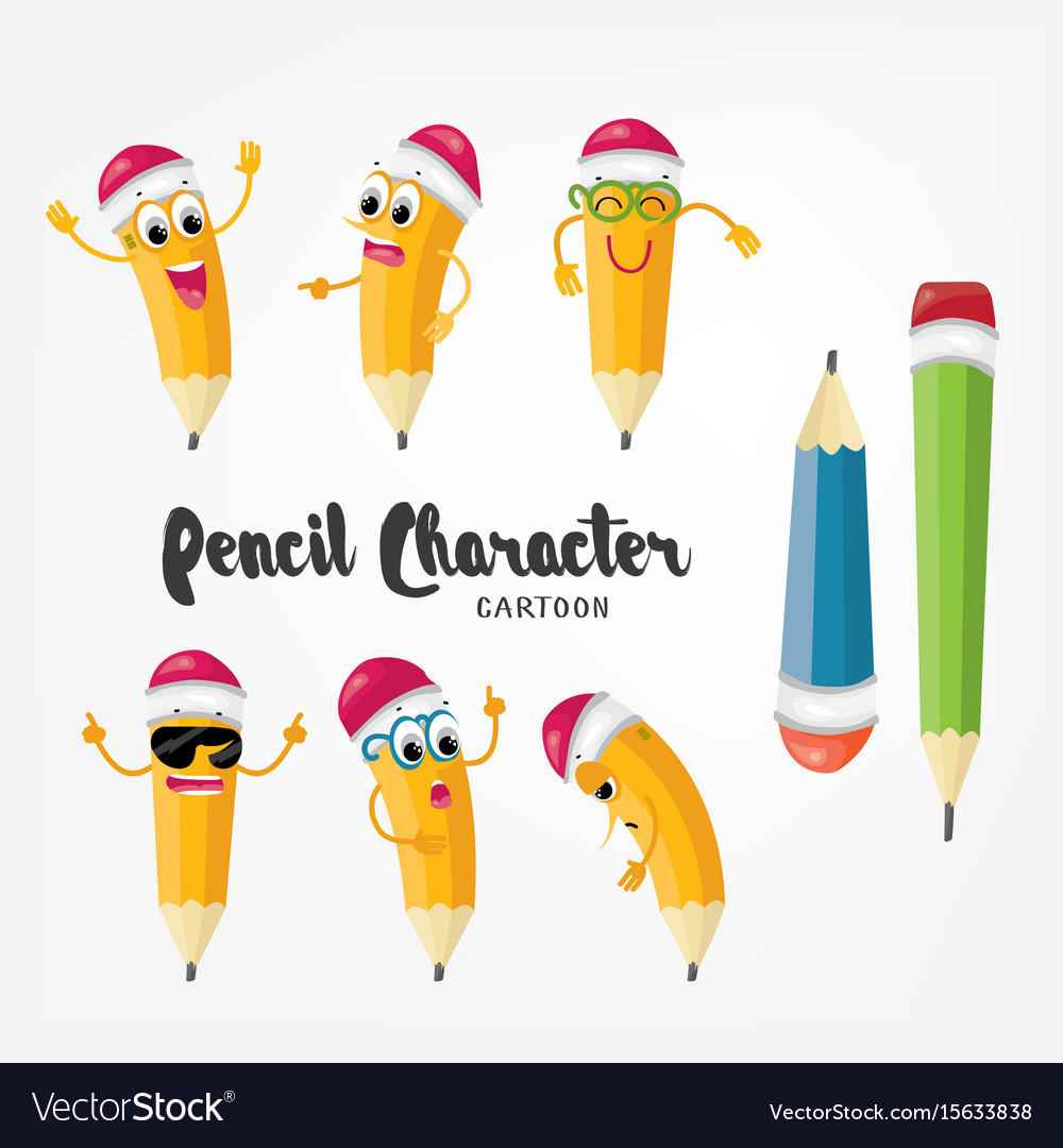 Cartoon Pencil Character Isolated Emoji Royalty Free Vector Cartoon Pencil Character Isolated Emoji Royalty Free Vector