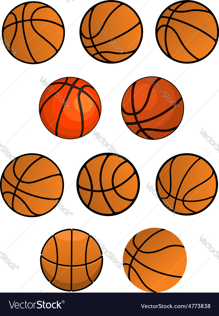 Set of orange rubber basketball balls Royalty Free Vector