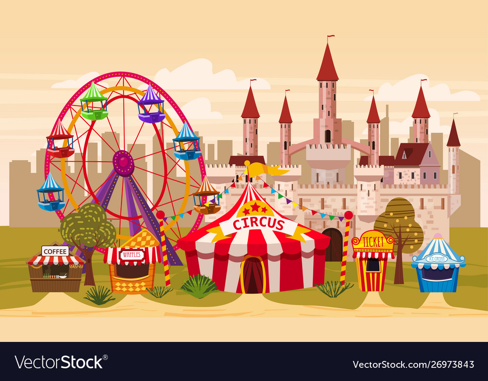 Amusement park a landscape with a circus Vector Image