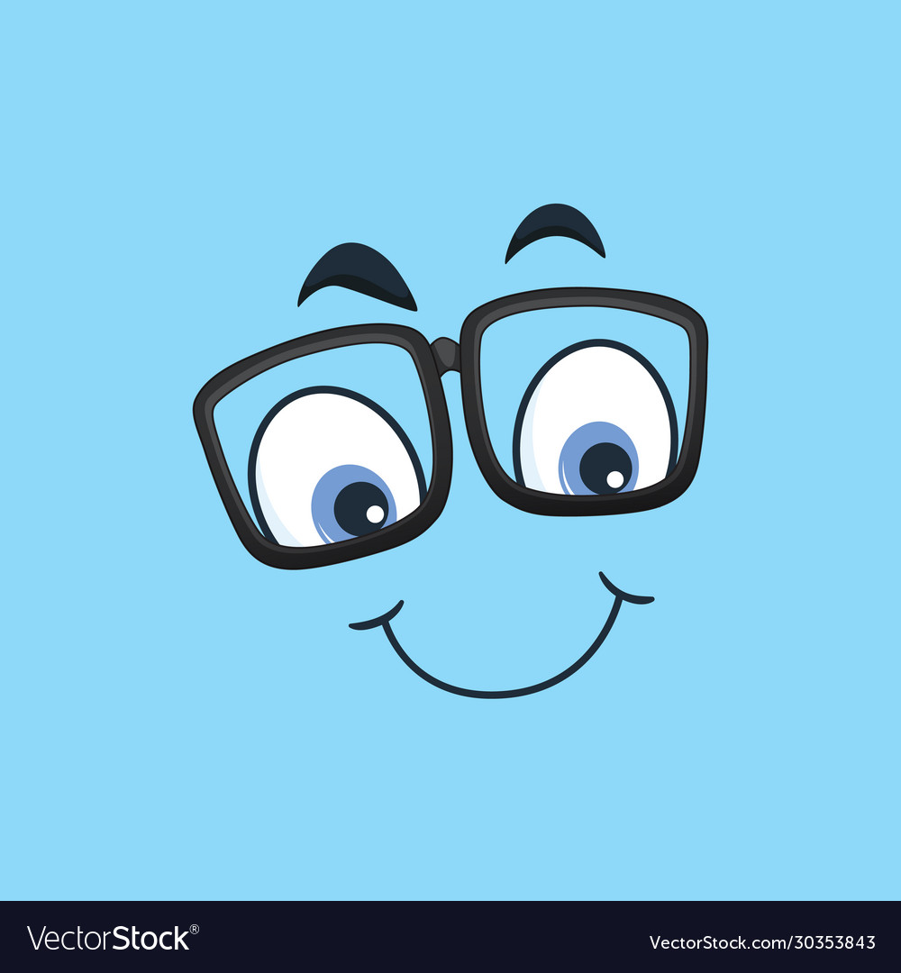 Cartoon kawaii eyes and mouths on blue background