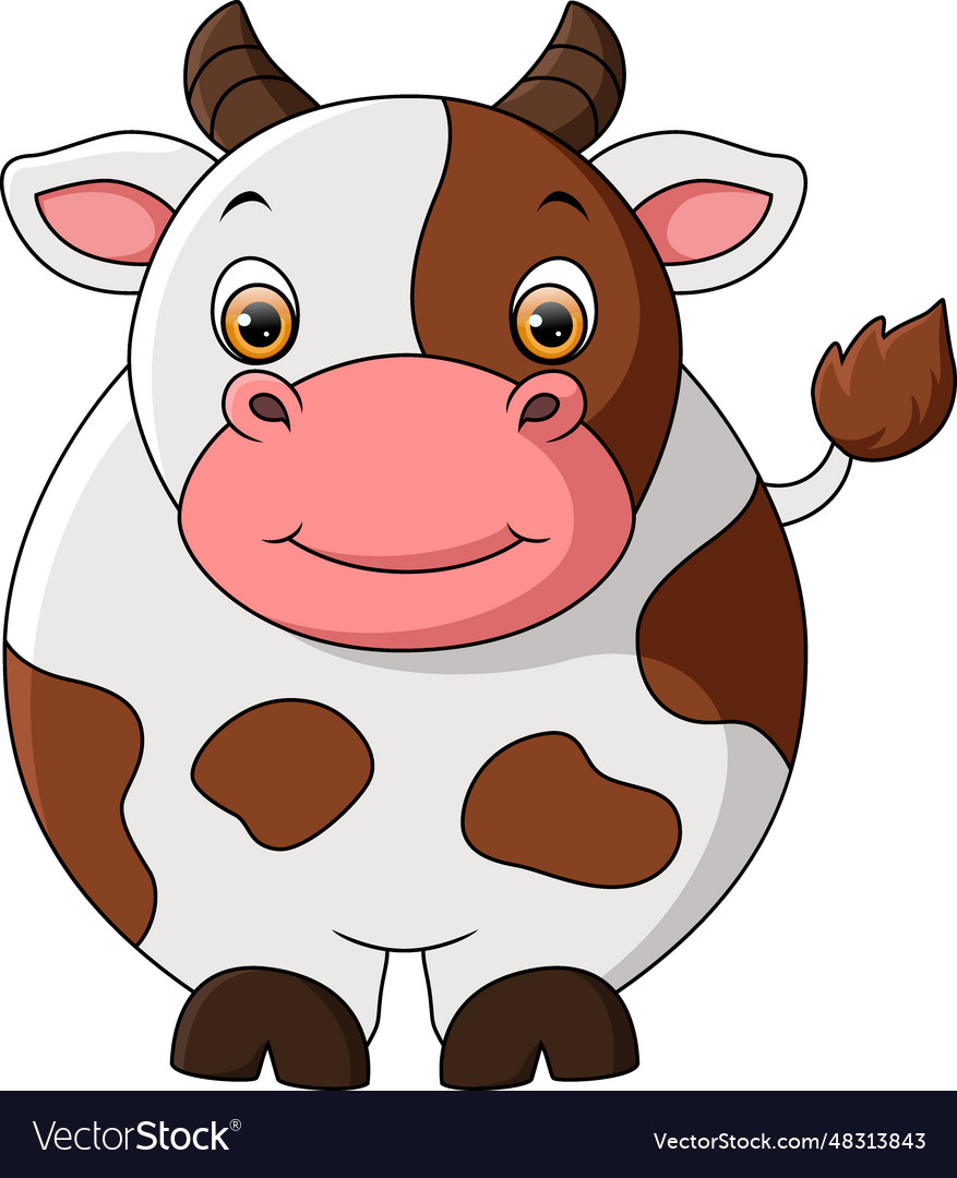 Cute Cow Cartoon On White Background Royalty Free Vector