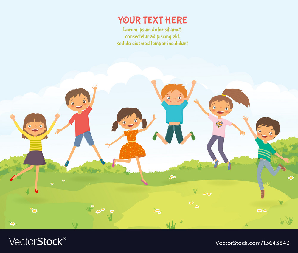 Jumping kids Royalty Free Vector Image - VectorStock