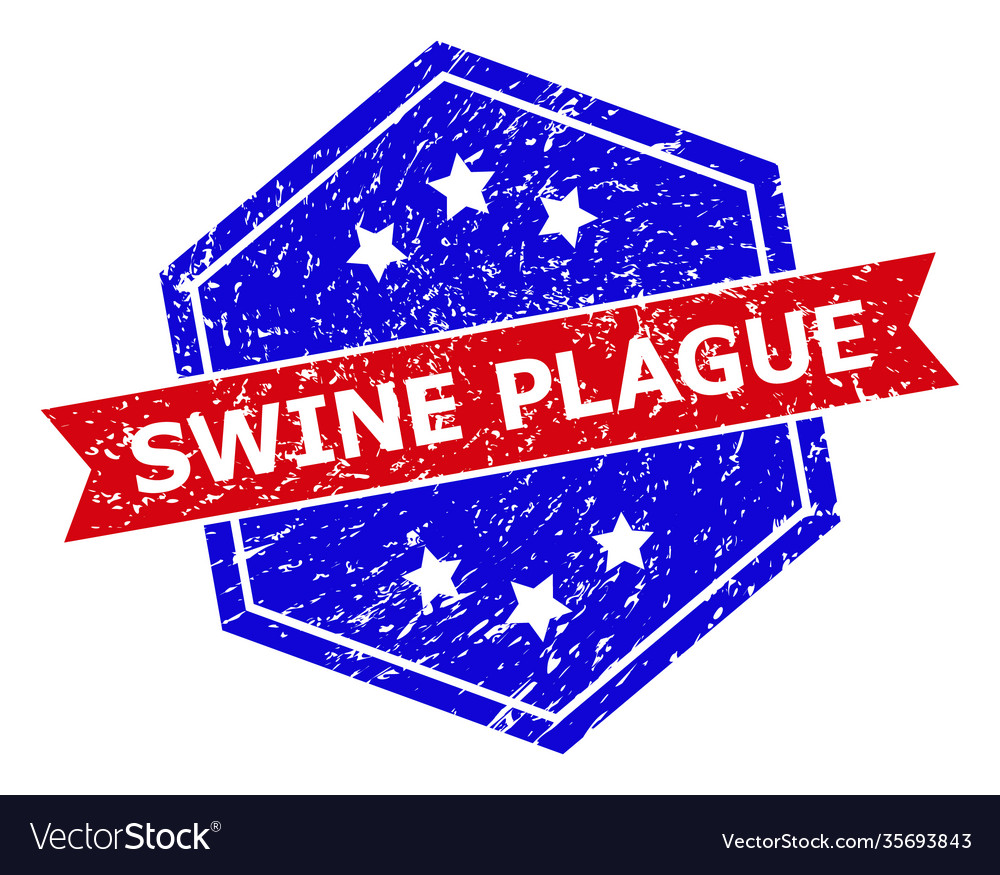 Hexagonal bicolor swine plague rubber stamp