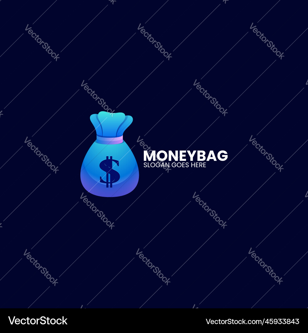 Logo money bag gradient colorful style Royalty Free Vector