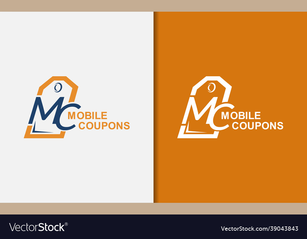 Mobile coupon voucher logo design Royalty Free Vector Image