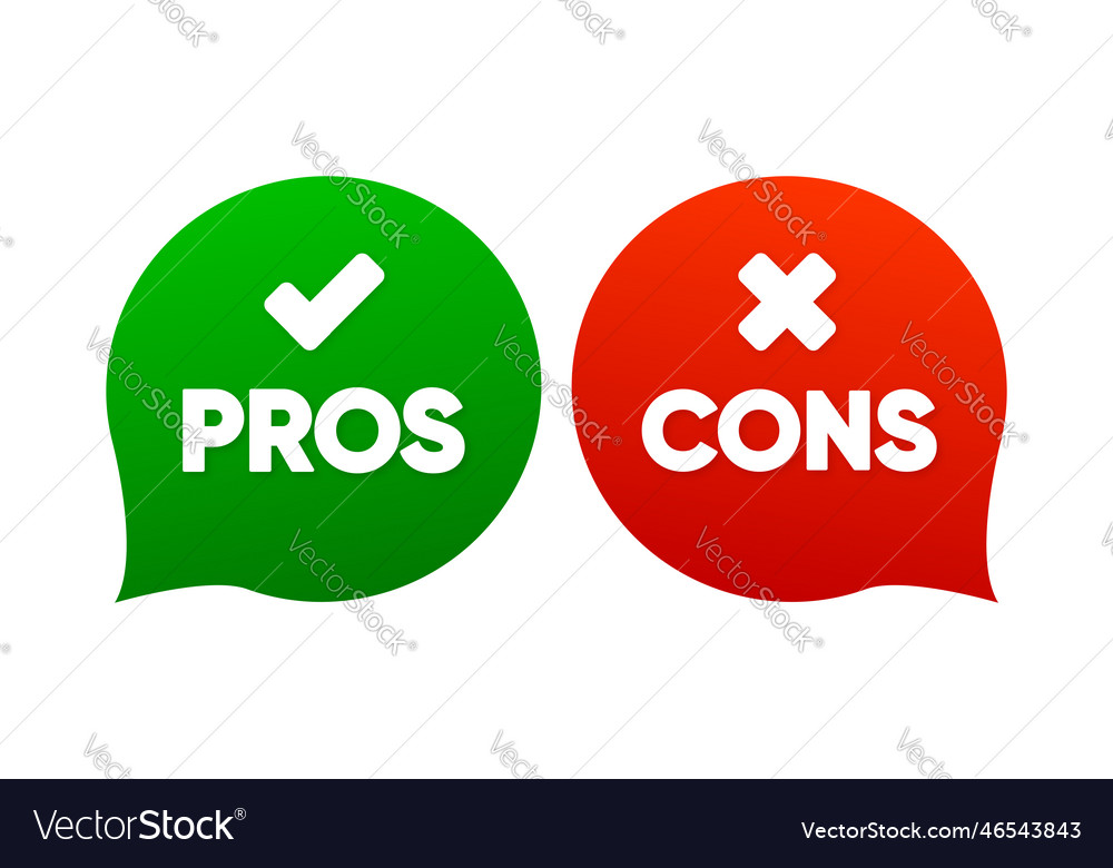 Pros cons in flat style green and red icons Vector Image