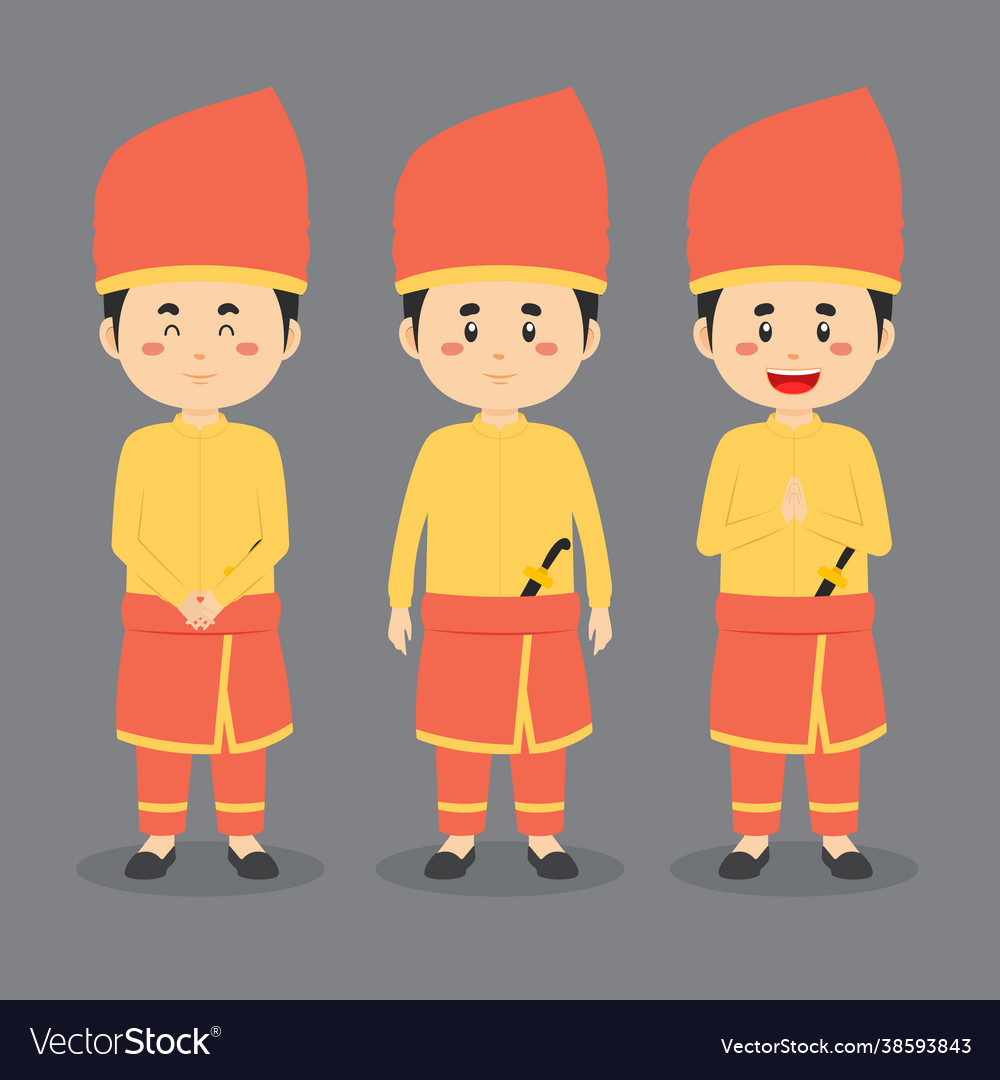 Southeast sulawesi character with various Vector Image